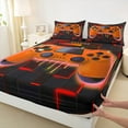 thumbnail image 3 of Feelyou Orange Game Controller Bed Sheets for Kids, Futuristic Honeycomb King Sheets, Gaming Gamer Gamepad Sheet Set, Lightweight Room Decor, 4pcs, 3 of 7