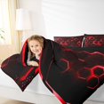 thumbnail image 4 of Manfei Geometric Hexagon Full Size Comforter Sets 3-Piece, Neon Red Honeycomb Bedding Comforter Set, Black Geometric Bedding Sets Ultra Soft Home Decor, 4 of 8