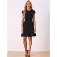 thumbnail image 3 of DARING DIVA Cap Sleeves Round Neck Tiered Ruffled Hem Dress M Black, 3 of 6