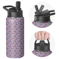 Leopard Print Insulated Stainless Steel Water Bottle with Straw & Cleaning Brush – 18 Oz | Leakproof, BPA-Free, 304 Stainless Steel, Wide Mouth, Travel Mug for Car, Gym, Office