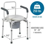 DMI Portable Toilet for Adults, Deluxe Commode For The Elderly, Drop Arm Commode For Easy Transfers, Steel Portable Toilet or Porta Potty, Easy No Tool Assembly, White