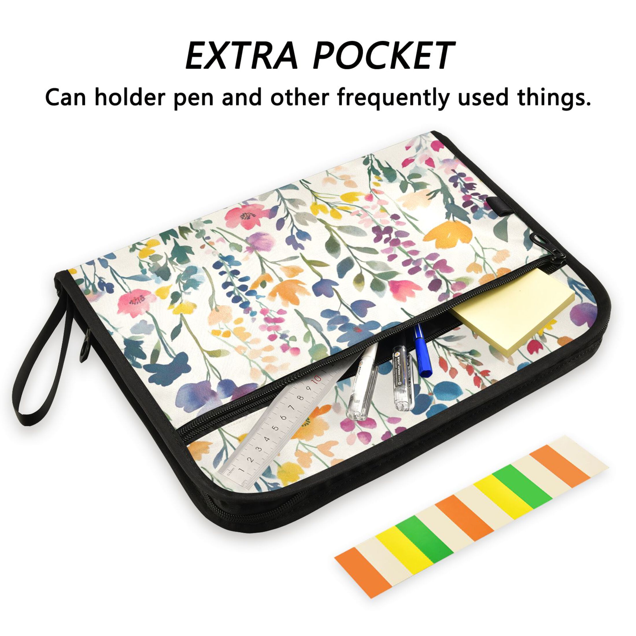WOBOGO Colorful Abstract Flower Expanding File Folder Letter Size Accordion Filing Organizer 13 Pocket Separate Organ Pocket