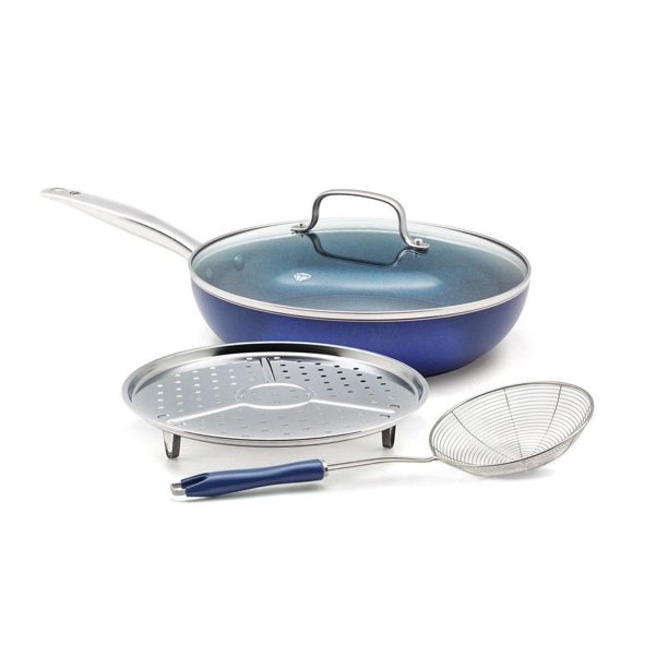 Blue Diamond ToxinFree Ceramic NonStick Cookware Set, 4Piece