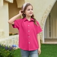 thumbnail image 2 of LTTVQM Dress Shirts for Girls Boys Short Sleeve 2026 Spring Summer School Uniform Casual Cute Button Down Shirt Hot Pink 9-10 Years, 2 of 6