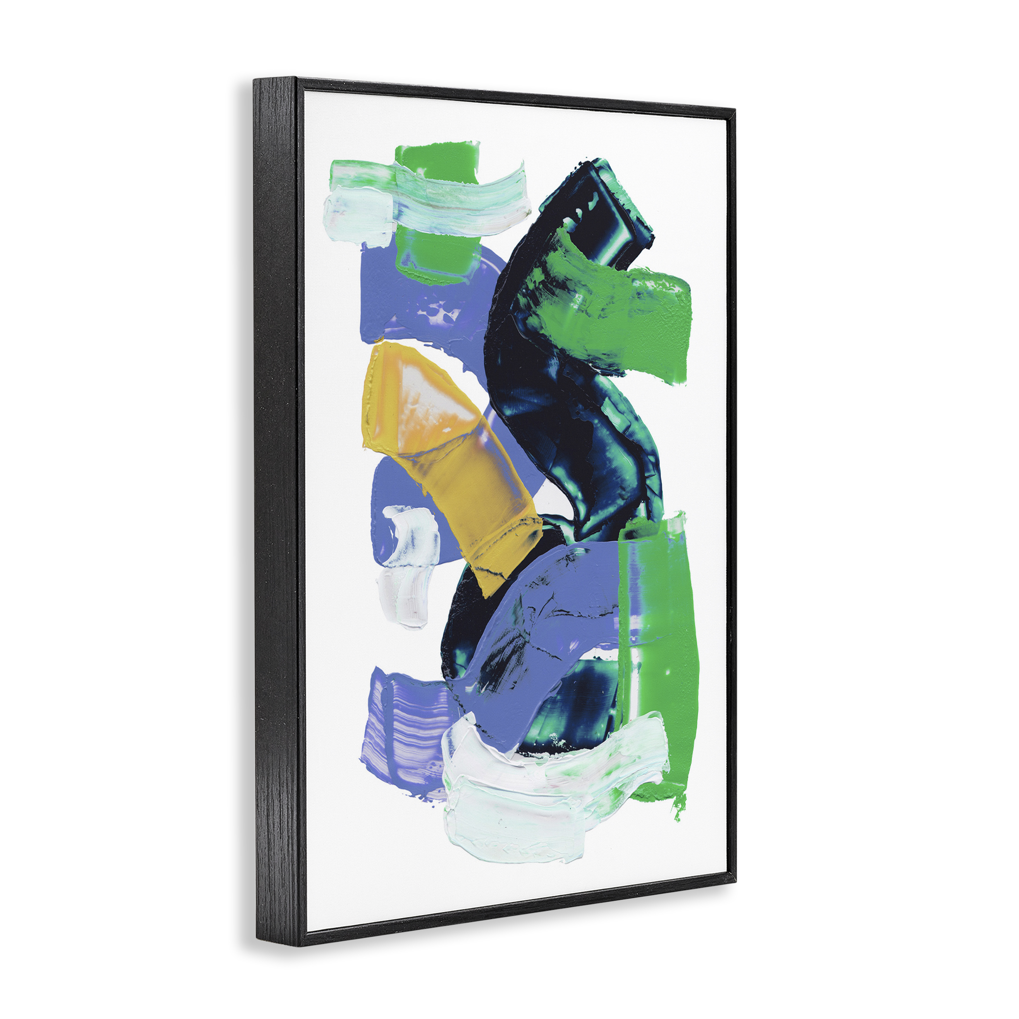 Stupell Industries Expressive Bold Brush Strokes Abstract Painting Black Framed Art Print Wall Art, 16 x 24