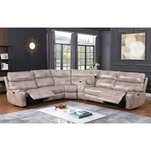 Star Home Living Functional Tan Genuine Leather Sofa Living Room Set
