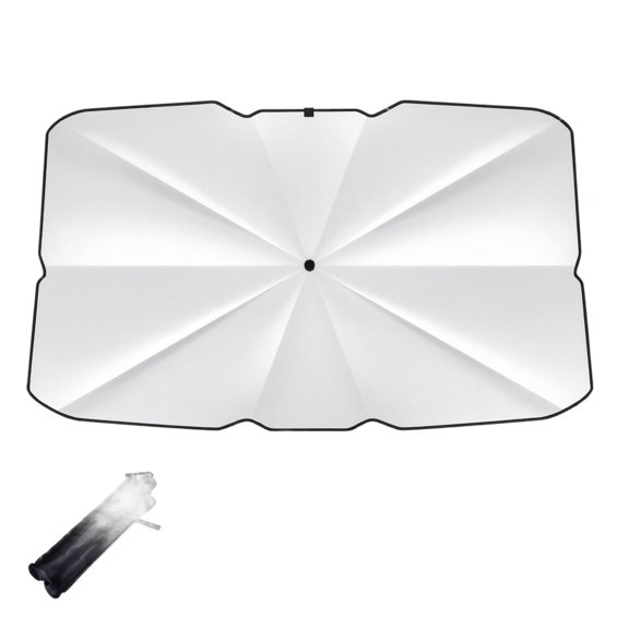 Large Car Windshield Sun Shade Umbrella Foldable Front Window Sunshade for Summer Heat Blocking Glare Reduction Interior Cover Titanium Silver