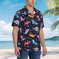 thumbnail image 3 of Pofeuu Cartoon Dinosaur Print Hawaiian Shirt for Men Sleeves Casual Button Down Summer Beach Dress Shirts T-Shirts,XX-Large, 3 of 7