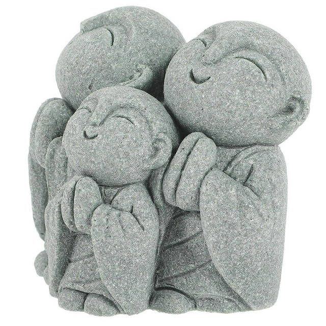 Grey Sandstone Monk Statue for Fish Tank Decoration Set of 1 Perfect for Aquarium and Home Desk