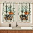 thumbnail image 3 of Fall Thanksgiving Kitchen Curtains Valances and Tiers 3 Piece Set,Eucalyptus Buffalo Plaid Pumpkin Farmhouse Rod Pocket Kitchen Cafe Curtain over Sink Window for Autumn Decor 36 Inch (Multi Color), 3 of 6