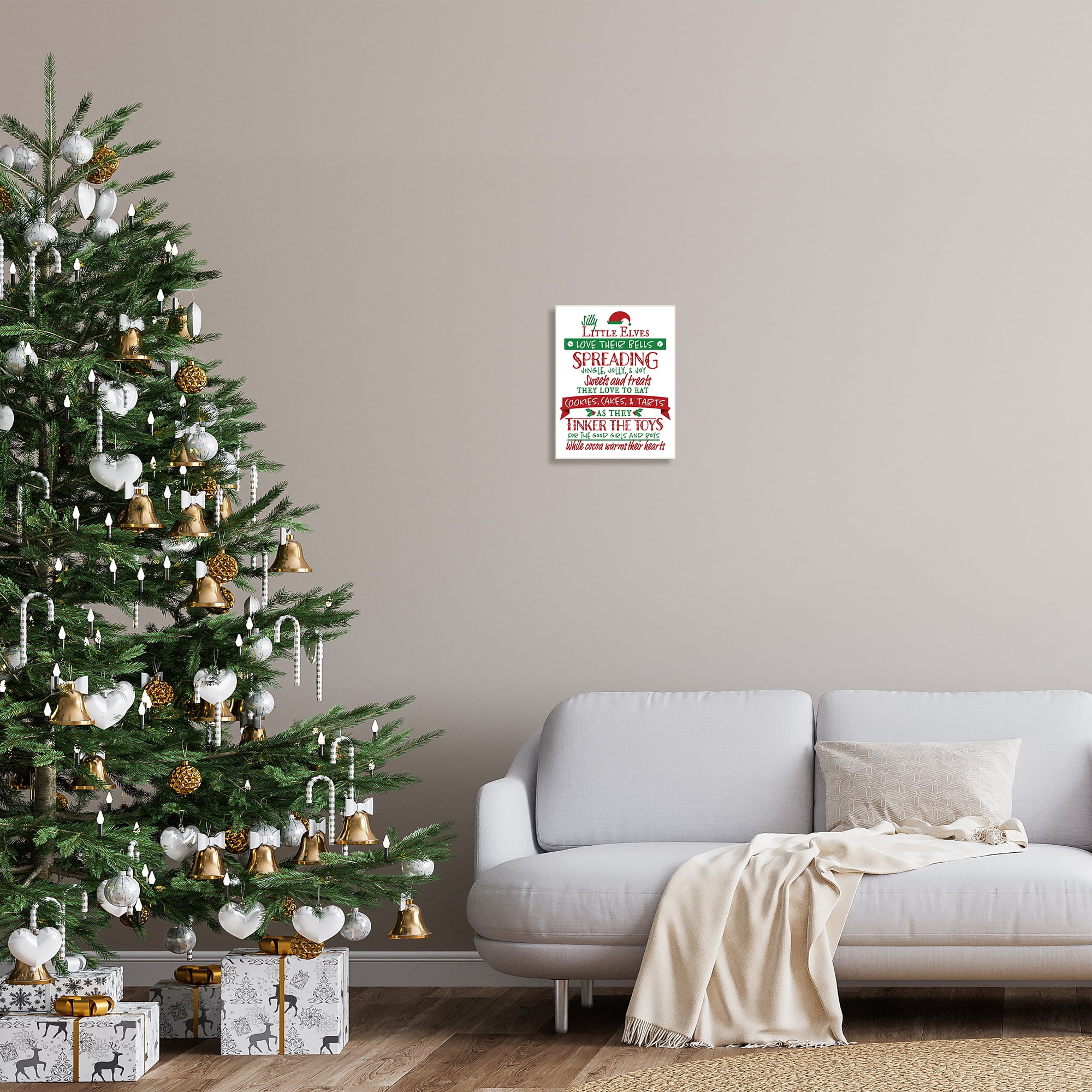 Stupell Indtries Silly Little Elves List Festive Christmas Phrases,10 x 15,Design by Hugo Edwins