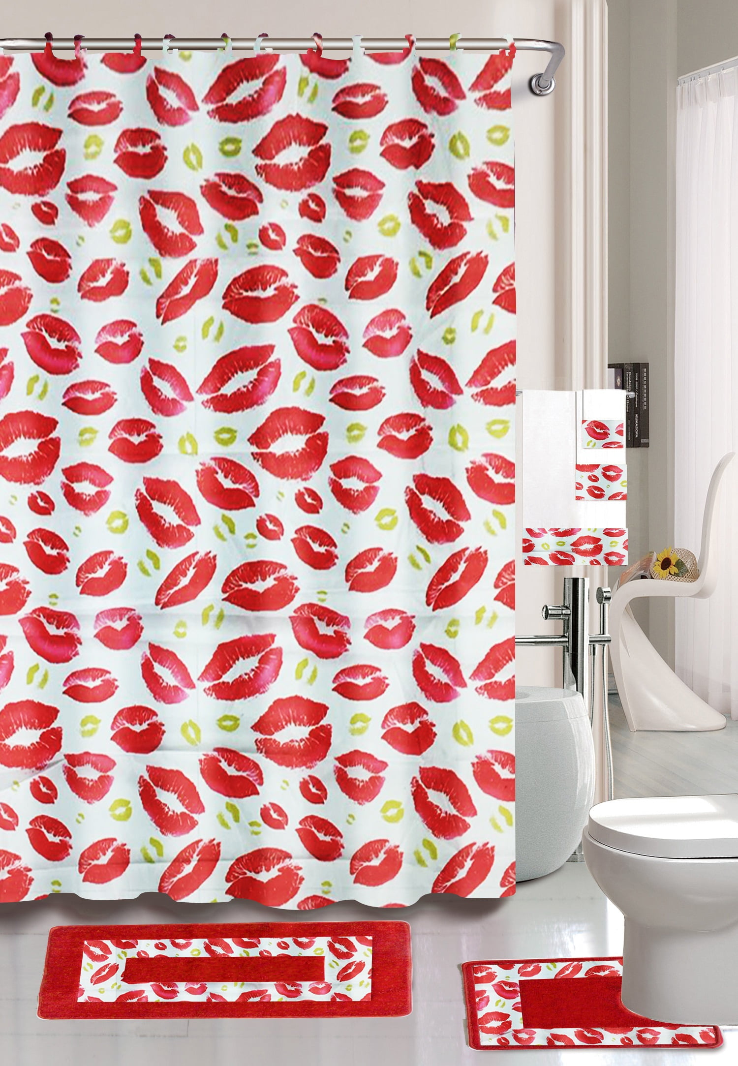 Simpleelegance By Ben Jonah 18 Piece Bathroom Set Kissing Lips Walmart Com Walmart Com