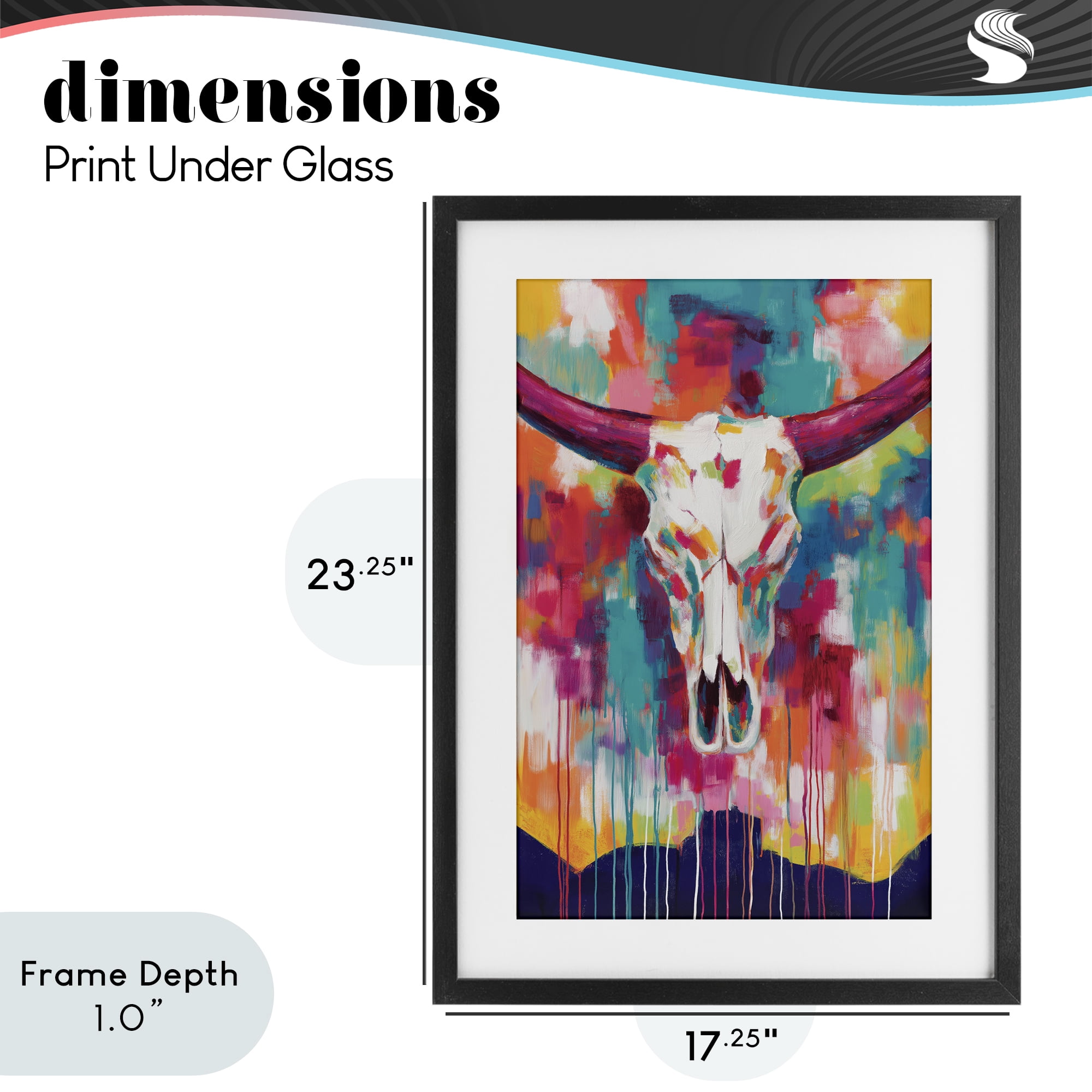 Stupell Industries Spirit Of The West Skull Black Framed Print Under Glass, design by Chromatic Storm Studio
