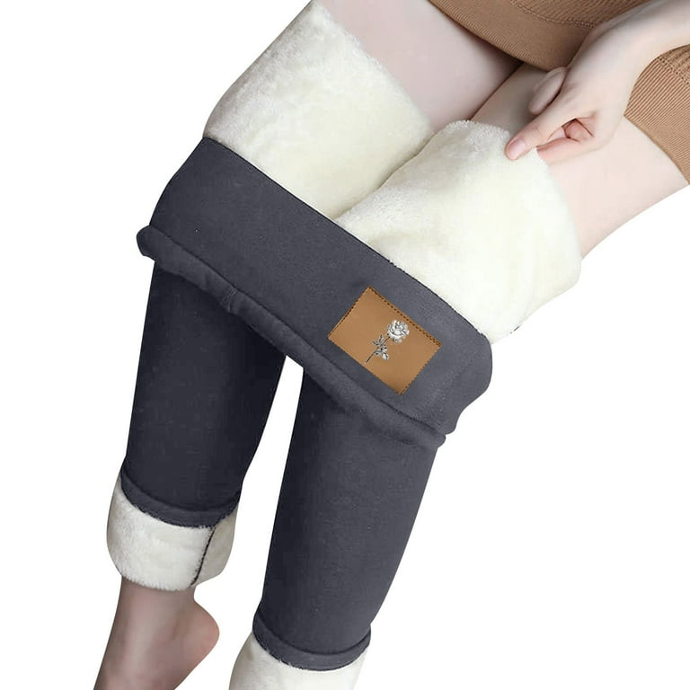 Qcmgmg Petite Leggings Thermal Tummy Control Ladies Pants Fleece