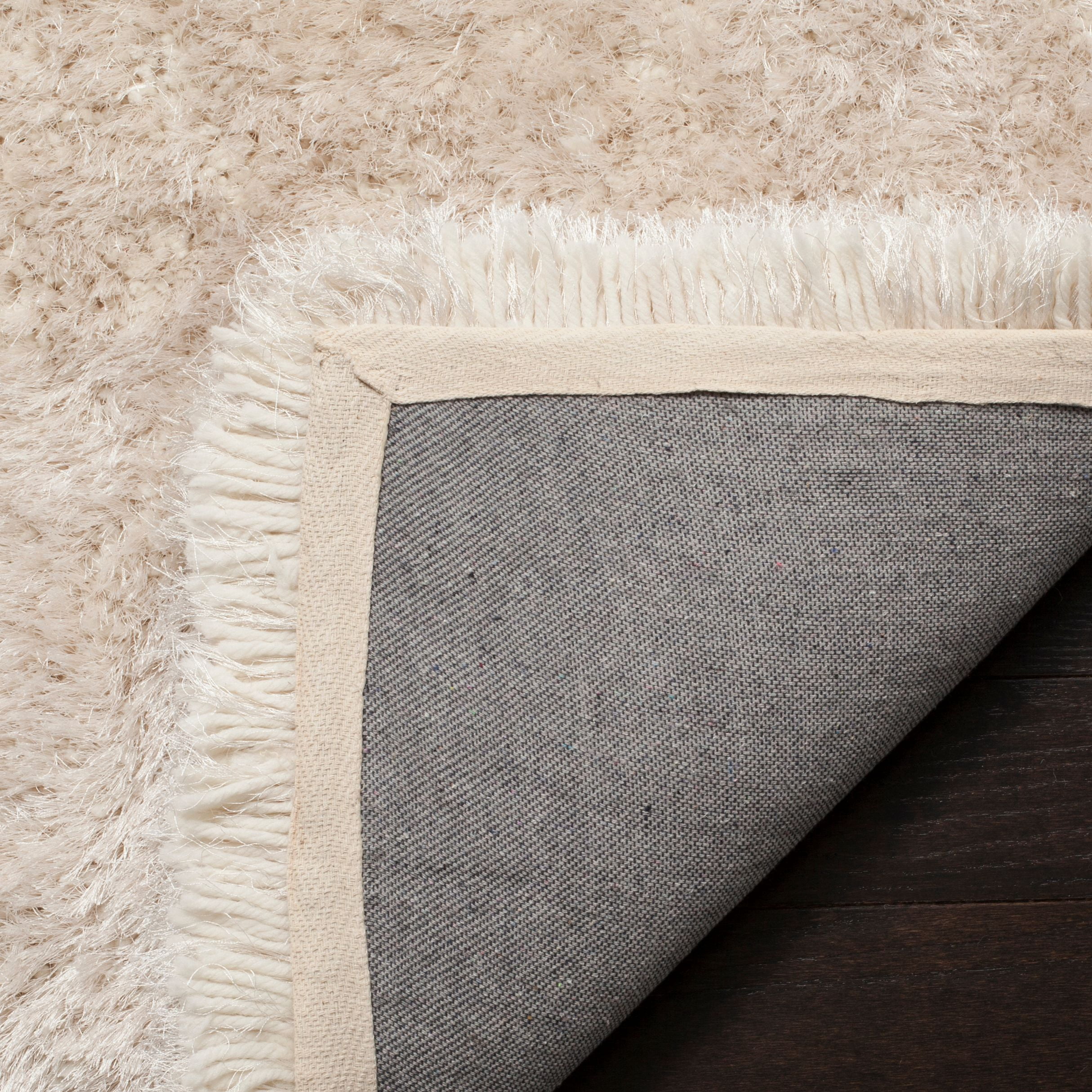 SAFAVIEH Luxe Paxton Solid Plush Polyester Shag Area Rug, Bone, 4' x 6'