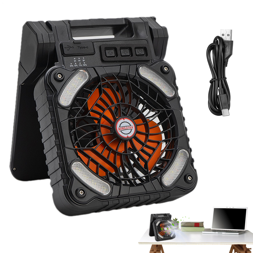 Ridecle Ventilador Solar Solar Camping Fan With LED Lantern Timer Rechargeable Portable Conditioner 4-Speed For Beach Picnic Gardening attractively