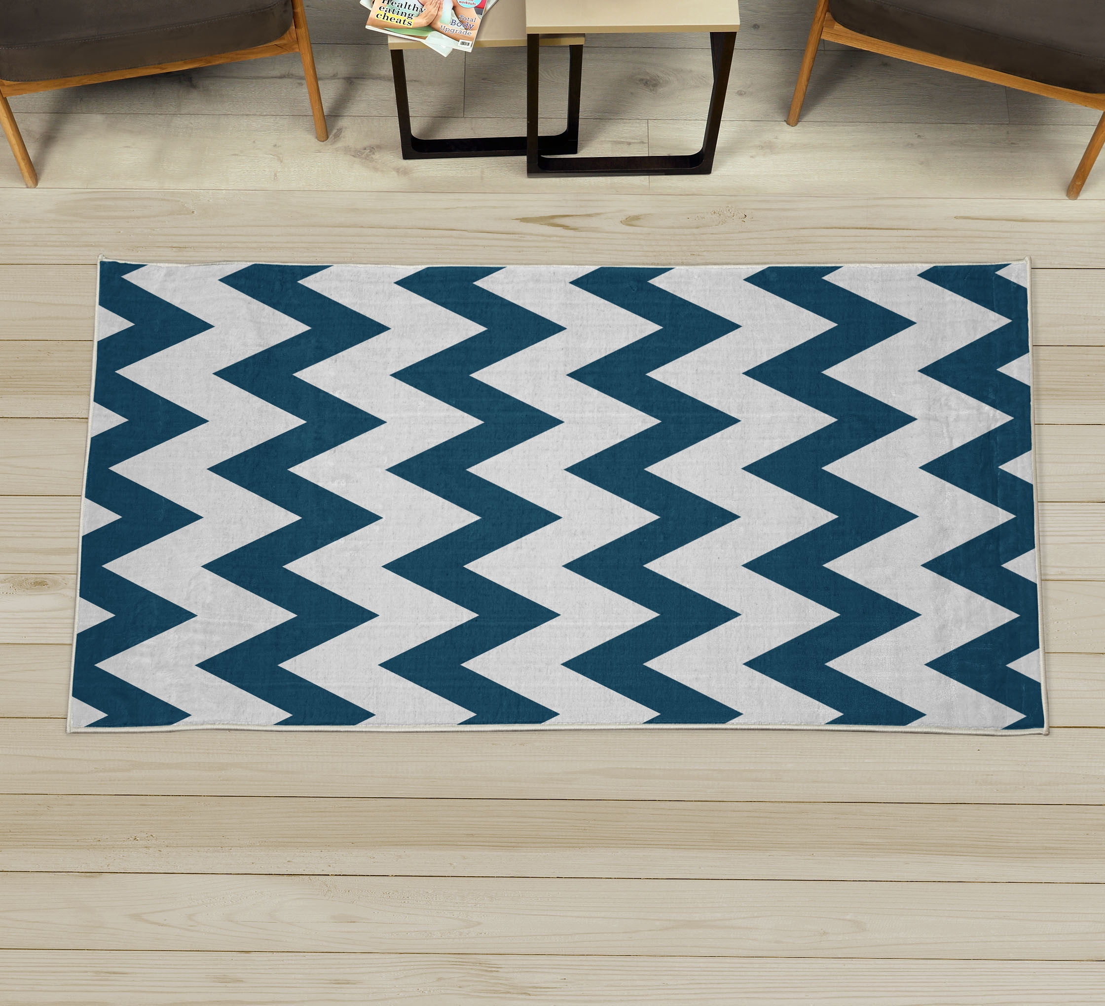 Horizontal Shape Rug Shapes Decorative Rug, Chevron Pattern Classic Geometrical Horizontal ...