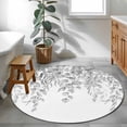 thumbnail image 3 of Round Rug 4Ft Washable Non-Slip, Eucalyptus Leaves Circle Area Rugs for Living Room Bedroom, Grey Summer Botanical Weeping Indoor Floor Mats Carpet Runner for Home Decor Aesthetic, 3 of 8