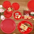 thumbnail image 4 of Nicole Fantini's Case Pack Deal for Resturants, Deli & all Parties & Occasions for Ideal 9 Inches Disposable Red Meal Plastic Plates Can Use in Microwave, 50Ct/Pack, 600Ct/Case : 3 Case Packs, 4 of 5