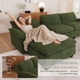 thumbnail image 5 of Muumblus Oversized Modular Sectional Cloud Sofa with Ottoman, L-Shaped 2-Seat Corduroy Couch for Living Room, Green, 5 of 8