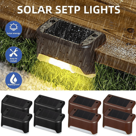 

Cool White Solar Deck Lights Outdoor Wireless LED Lights Waterproof Wall Light Outside Decorative Lights for Walkway Fence Backyard Railing Staircase Pool Step Garden Stairs 4 Packs
