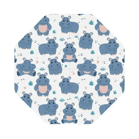 

Matuu Cute Hippos for Cup Coasters Set of 6 Leather Coasters Desk Coasters for Office Measures 4” x 4” Octagon