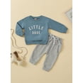 thumbnail image 3 of BblyThe 0-3T Toddler Baby Boys Fall Outfits Long Sleeve Round Neck Letters Print Shirt and Pant Clothes Set, 3 of 9