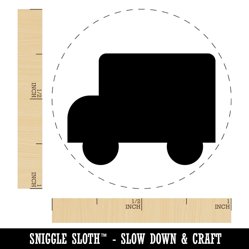 School Bus Solid Self-Inking Rubber Stamp Ink Stamper - Brown Ink - Medium 1 Inch