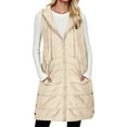 thumbnail image 5 of larppty Women Long Vest Solid Color Sleeveless Hood Winter Warm Puffer Vest Outwear (White, S), 5 of 7