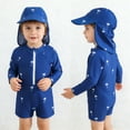thumbnail image 2 of AWZXDE Boys Swimsuit Summer Long Sleeve Rash Guard Swim Shirt with Matching Swim Trunks and Sun Cap Set Cartoon Print 1M-3Y, 2 of 9