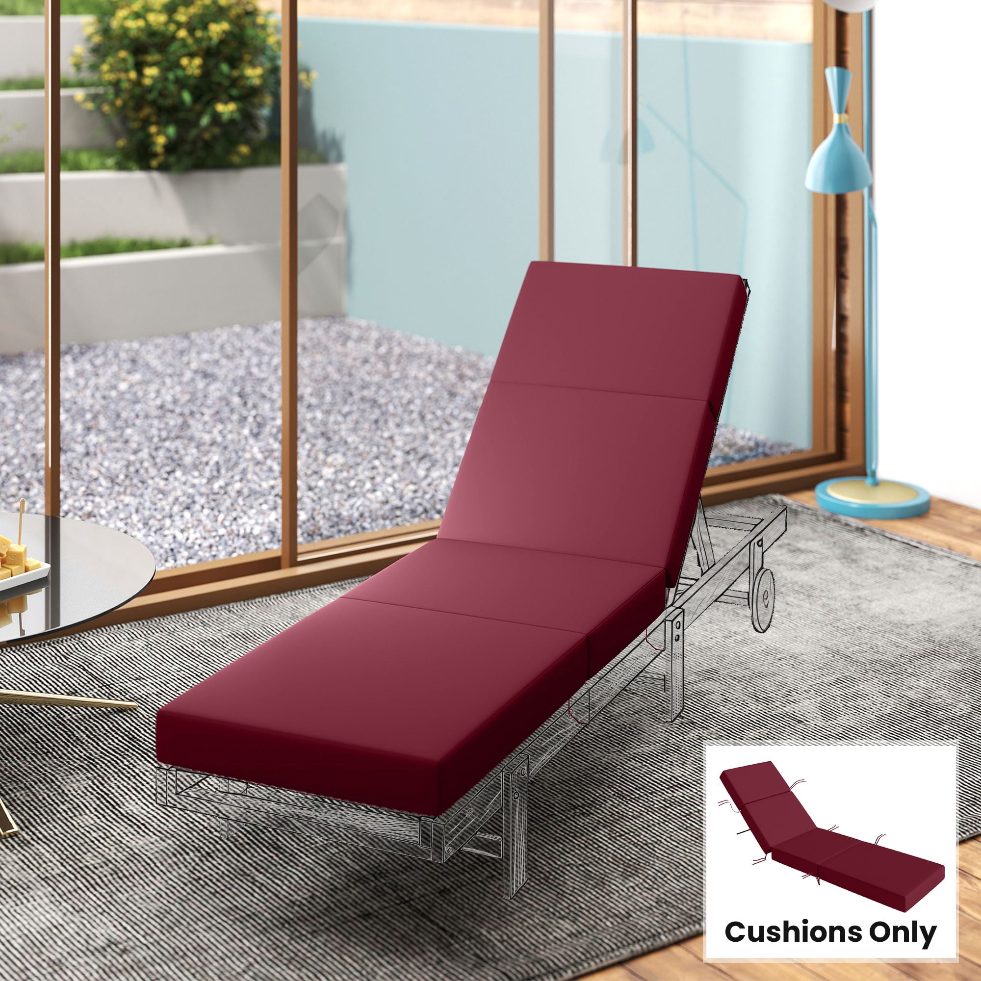 Alvantor Chaise Lounge Cushion 4" Lounge Chair Cushion for Outdoor 21" x 72 ", Red