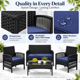 thumbnail image 6 of Patio Furniture Set on Sale, 4 Pieces Outdoor Rattan Conversation Sofa Set, All-Weather Wicker Patio Sets, Cushioned Sofa and Coffee Table for Garden Deck Courtyard, Nevy, 6 of 10