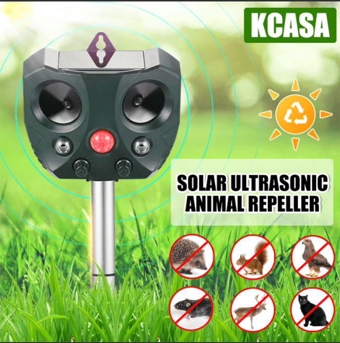 1/2XUltrasonic Animal Repeller Solar Powered Deterrent Dog Pest Scarer Repellent 