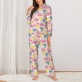 thumbnail image 2 of Fotbe Dinosaur Pattern Long Sleeve Pajama Set for Women,Sleepwear Set,2-piece Loungewear Set,Soft PJs Comfy Nightwear with Pockets -Small, 2 of 7