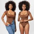 thumbnail image 3 of Eternatastic Women's Short Sleeve Tummy Control Bodysuits Sexy One Piece Square Neck Bodysuits, 3 of 6