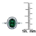 thumbnail image 3 of 10k White Solid Gold Oval Created Emerald and Natural Diamond Halo Birthstone Engagement Ring, 3 of 5
