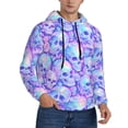 thumbnail image 2 of Kdxio Blue Skull Daisy Print Mens Casual Hooded Collar Drawstring Hoodies Pullover Sweatshirts Casual Long Sleeve Shirts-4X-Large, 2 of 7