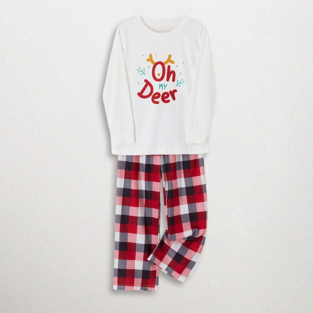 Blusa Traje de diario con estampado de letras con cuello redondo y pantalones superiores de manga larga para la familia (niño blanco 4T) Kuymtek Blanco 4 años Única para Unisex
