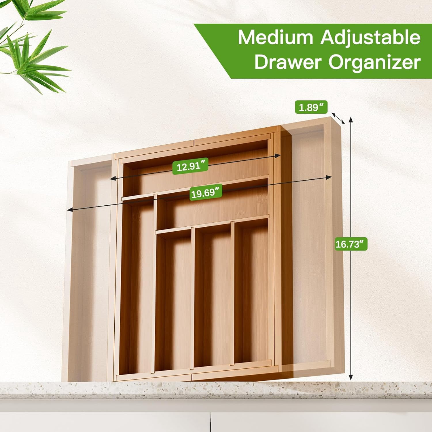 Bamboo Expandable Drawer Organizer for Utensils Holder, Adjustable Cutlery Tray, Wood Drawer Dividers Organizer for Silverware, Flatware, Knives in Kitchen, Bedroom, Living Room