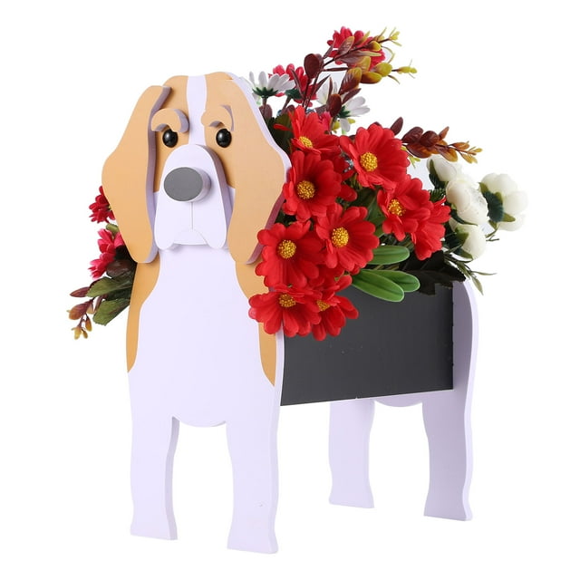 Cesta de flores para perros de dibujos animados regalos de Navidad animales de PVC en maceta para interiores y exteriores