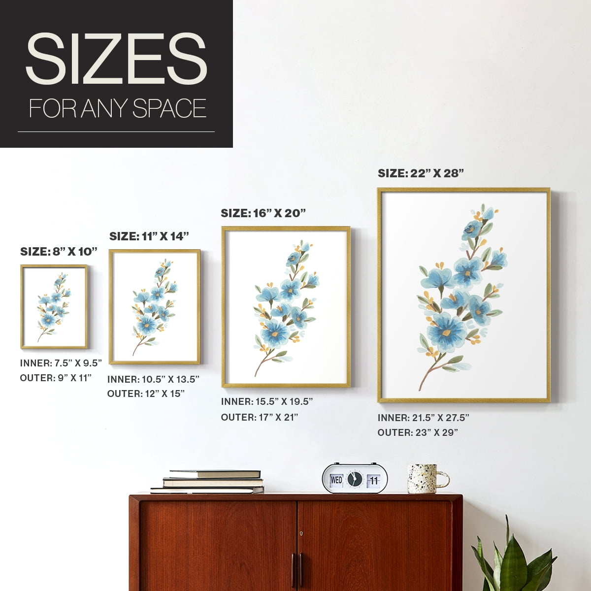Wildflower Sprig II Framed Print - Solid Wood in Single Picture Frame Solid Wood 2 Framed Print