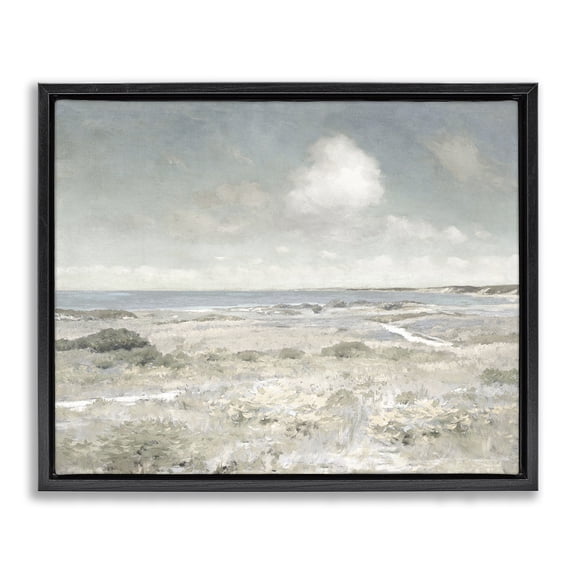 Stupell Industries Traditional By The Shore Neutrals Black Floating Frame Canvas Art, 21 x 17, by Christy McKee