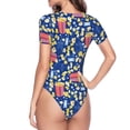 thumbnail image 4 of Daiia Cute Popcorn print Women's Crew Neck Short Sleeve Bodysuit Fashion Tops Fit Casual Basic Extender Bodysuit-XX-Large, 4 of 9