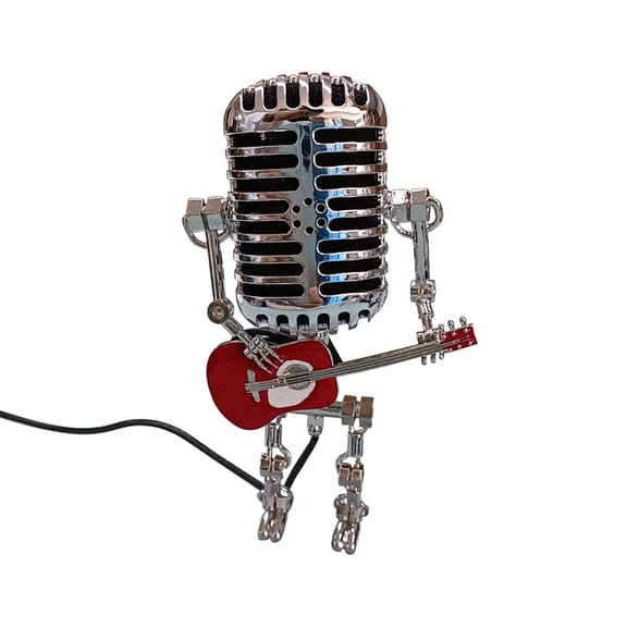 Naittoop Desk Lamp,Handmade Vintage Microphone Guitar Robot Table Lamp LED Bulbs Wall Lamp Home Desktop Decoration Height 8.5 inch,Width 4 inch and Depth 3 inch (with Lamp)