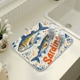thumbnail image 4 of Yayeee Dish Drying Mat for Kitchen Counter 16" x 18" Microfiber Super Absorbent Coffee Decorative Pad, Blue Sardines Pattern, 4 of 9