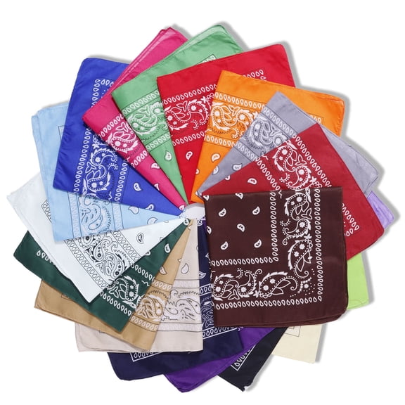 12 Pack Polyester Paisley Bandanas, Hip Hop Printed Square Head Scarves, Multi-use Outdoor Cycling Head Wraps