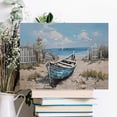 thumbnail image 4 of Soscooter Boat Canvas Wall Art Nautical Art Wall Decor for Living Room, Blue Teal Bedroom Picture Textured Beach Painting Framed Artwork Dining Room Home Office Kitchen,16x12 inches, 4 of 8