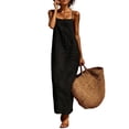 thumbnail image 2 of Cotton Linen Dresses for Women Sleeveless Backless Cami Dresses Casual Loose Vacation Sundress, M, 2 of 7