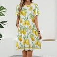 thumbnail image 2 of Watercolor Yellow Fruit Lemon Sundress Short Sleeve Dress Summer Women Clothes Dress for Women Dresses, 2 of 7