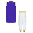 thumbnail image 2 of iiniim Kids Boys Halloween Arabian Prince Role Play Costume Dress Up Gold Trim Vest and Pants Set Purple 10, 2 of 7